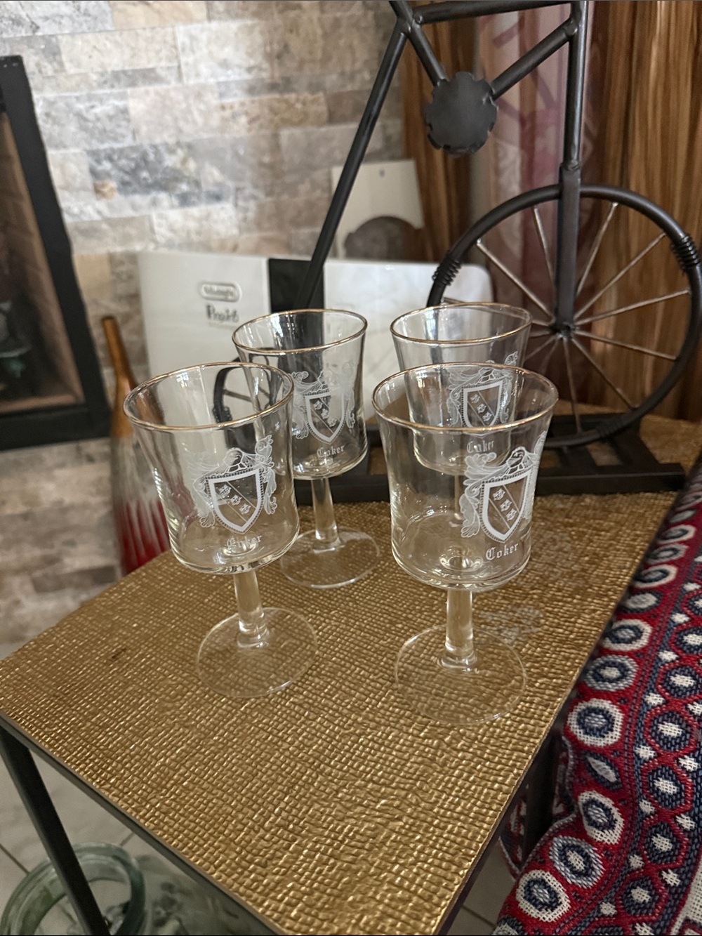 Etched Clear Glass Stemmed Goblets - Set of 4